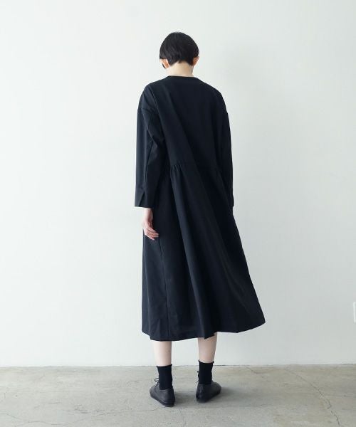 Mochiモチside gather dress [black/ma24-op-02]