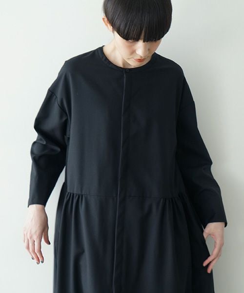 Mochiモチside gather dress [black/ma24-op-02]