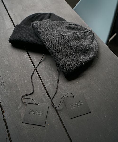 YOKO SAKAMOTOヨーコサカモトKNIT BIG WATCH CAP - HARD TWIST (BLACK) YS - KNIT - CAP - WO - HT