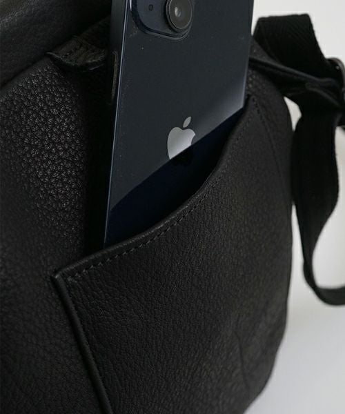 VU PRODUCTヴウプロダクトgama shoulder bag deer leather slim (BLACK)鹿革がま口スリムショルダーバッグvu-product-b21_b