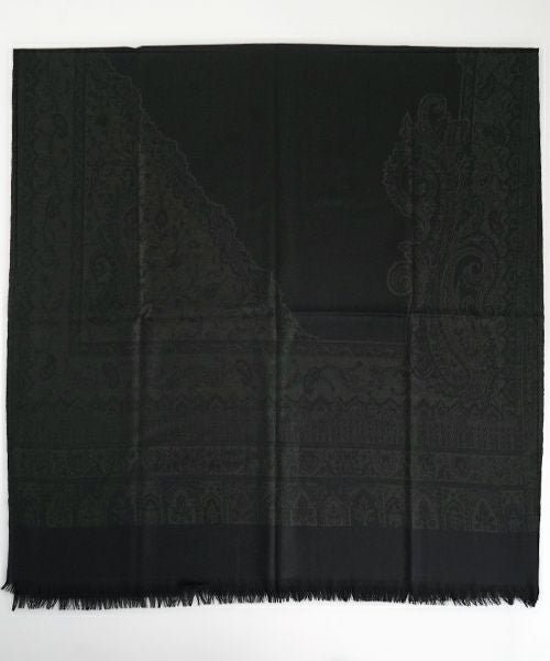 YANTOR ヤントルTibetan Paisley Jacquard Wool Stole[Y255ST01/DARK GREEN]