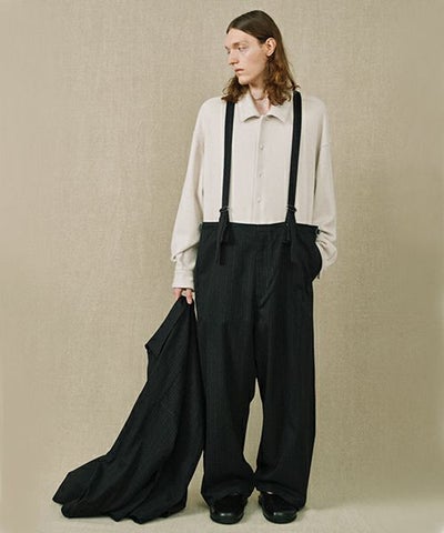 YOKO SAKAMOTOヨーコサカモトMECHANIC-PANTS(YS-25AW-57/BLACK)サスペンダーワイドパンツ 