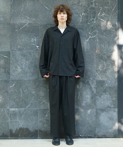 VUm ヴウエム open collar over shirt [BLACK］vu-sht-010