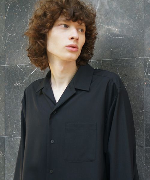 VU / ヴウopen collar over shirt [BLACK］vu-sht-010
