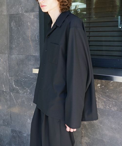 VU / ヴウopen collar over shirt [BLACK］vu-sht-010