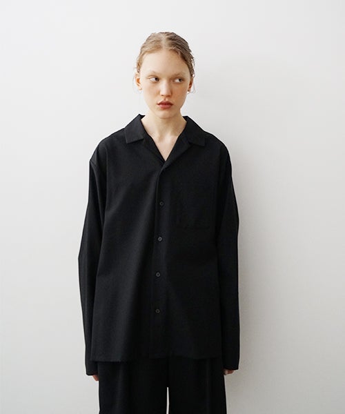 VUm ヴウエム open collar over shirt [BLACK］vu-sht-010