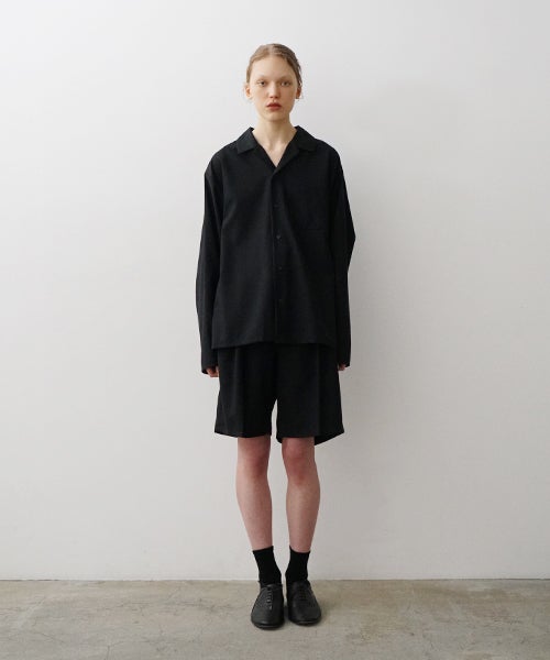 VUm ヴウエム open collar over shirt [BLACK］vu-sht-010