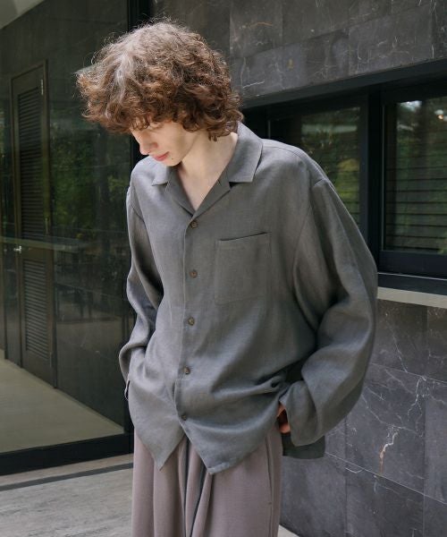 VU / ヴウopen collar over shirt [GREIGE］vu-sht-010