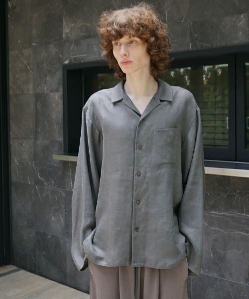 VU / ヴウopen collar over shirt [GREIGE］vu-sht-010