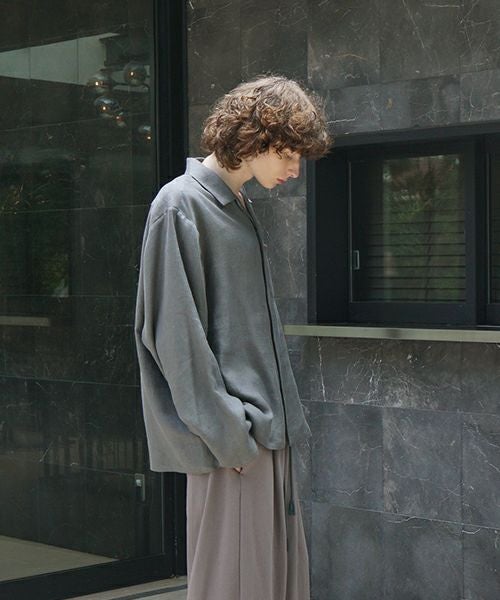 VU / ヴウopen collar over shirt [GREIGE］vu-sht-010