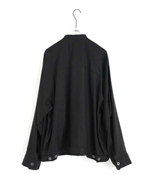 VU / ヴウstand collar work jakect silk linen [BLACK] vu-blu-008