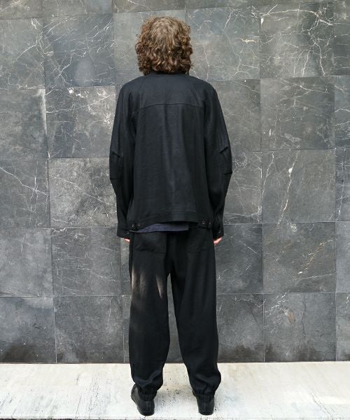 VU / ヴウstand collar work jakect silk linen [BLACK] vu-blu-008