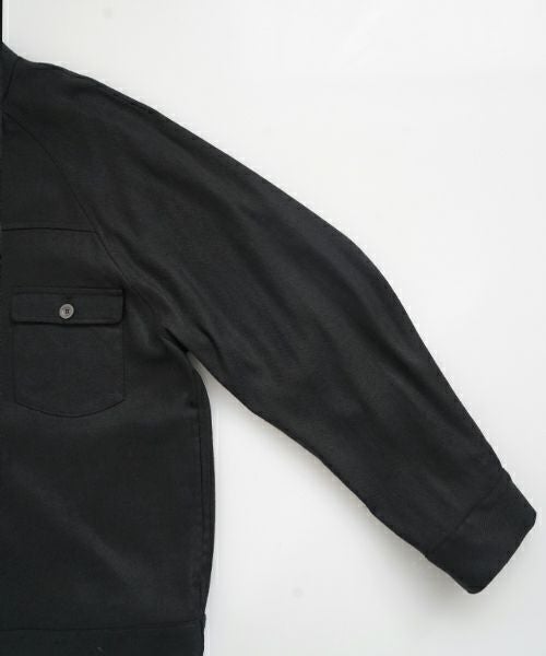 VU / ヴウstand collar work jakect silk linen [BLACK] vu-blu-008
