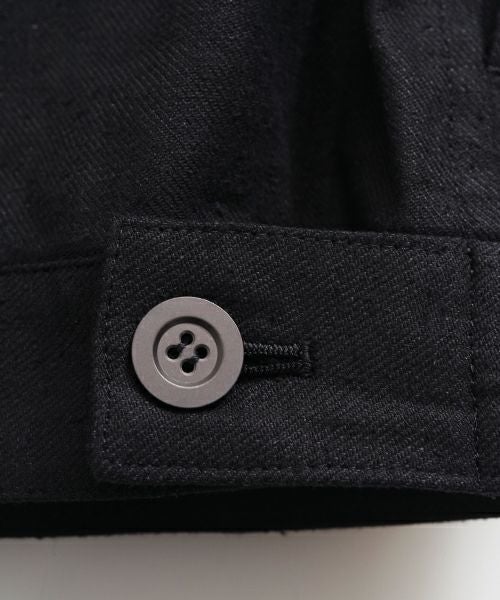 VU / ヴウstand collar work jakect silk linen [BLACK] vu-blu-008