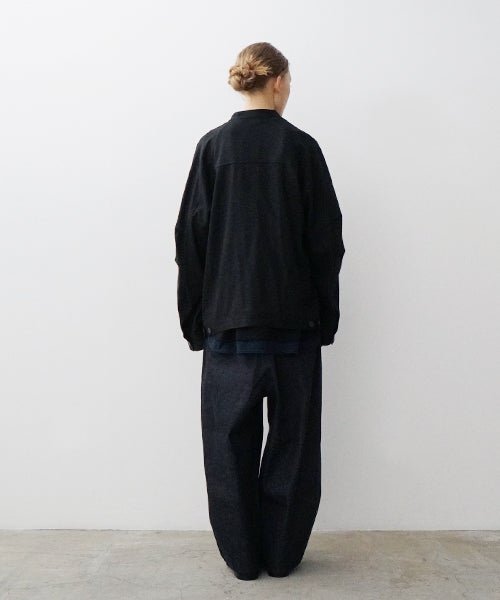 VU / ヴウstand collar work jakect silk linen [BLACK] vu-blu-008