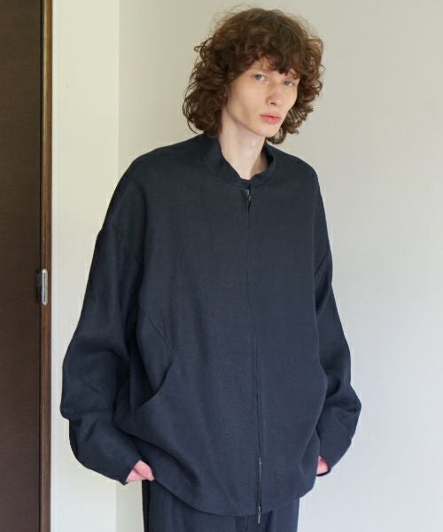 VU / ヴウzip stand collar blouson linen [NAVY] vu-blu-009