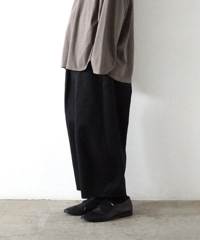 VU / ヴウtuck wide cropped pants finx cotton [BLACK] vu-pnt-012