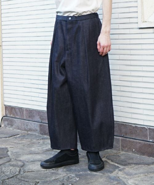 VU / ヴウdenim tuck wide cropped pants [DEEP BLUE] vu-pnt-012