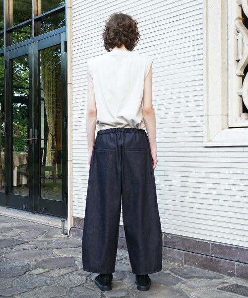 VUm ヴウエム denim tuck wide cropped pants [DEEP BLUE] vu-pnt-012