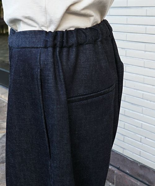VU / ヴウ Tuck Wide Cropped Pants Selvedge Denim [DEEP BLUE