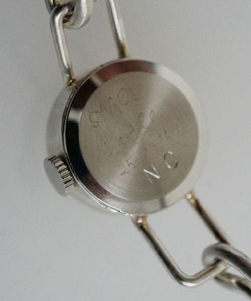 ユニークなシルバーバングル時計 c.1960s France / Quilbé Paris シルバーバングルウォッチ / Si