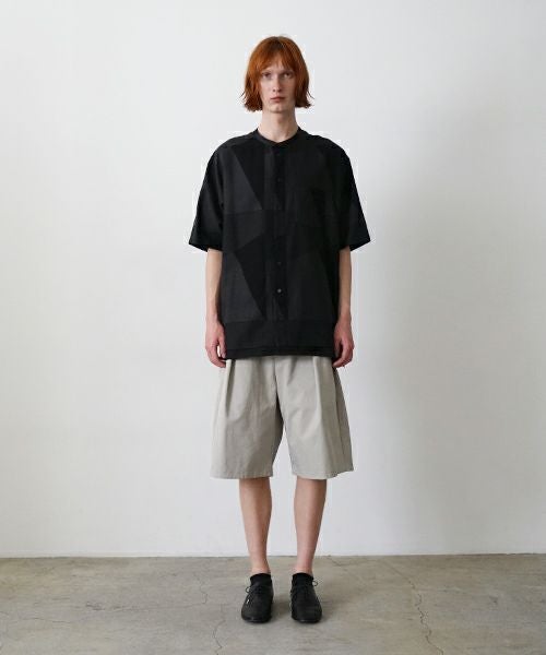  VU / ヴウlayered band collar short shirt[CHARCOAL×BLACK / BLACK］vu-sht-010