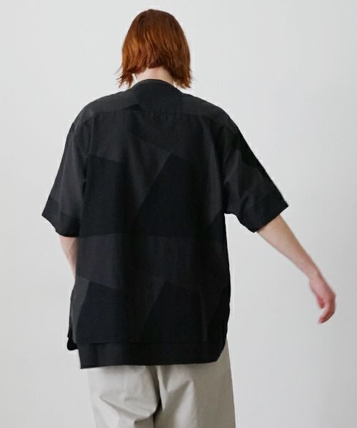  VU / ヴウlayered band collar short shirt[CHARCOAL×BLACK / BLACK］vu-sht-010