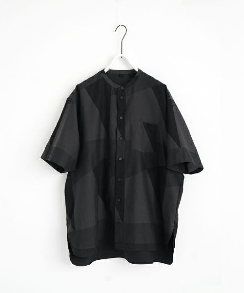  VU / ヴウlayered band collar short shirt[CHARCOAL×BLACK / BLACK］vu-sht-010