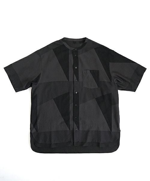  VU / ヴウlayered band collar short shirt[CHARCOAL×BLACK / BLACK］vu-sht-010