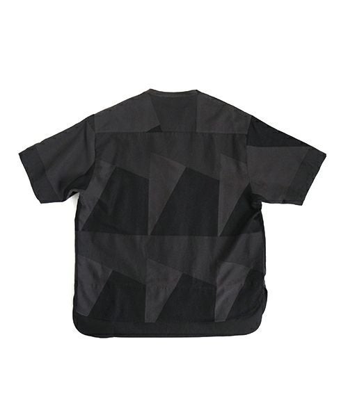  VU / ヴウlayered band collar short shirt[CHARCOAL×BLACK / BLACK］vu-sht-010