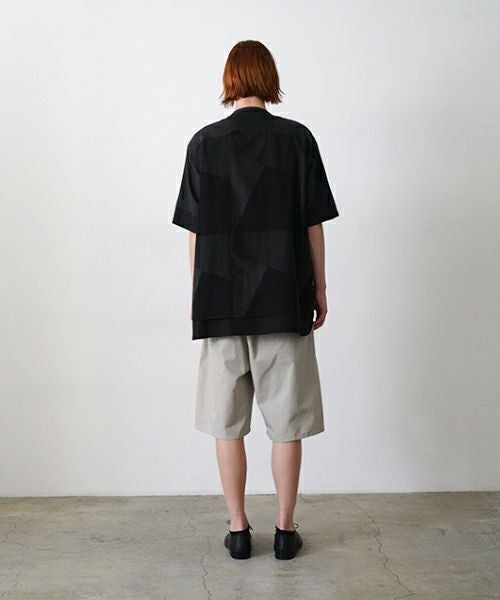  VU / ヴウlayered band collar short shirt[CHARCOAL×BLACK / BLACK］vu-sht-010
