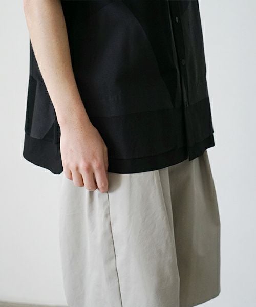  VU / ヴウlayered band collar short shirt[CHARCOAL×BLACK / BLACK］vu-sht-010