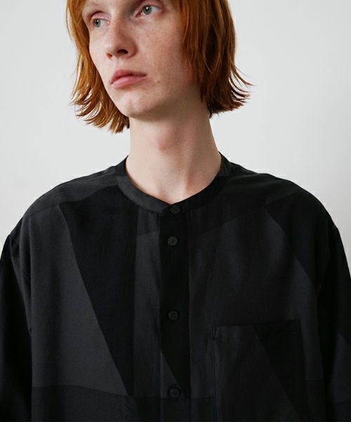  VU / ヴウlayered band collar short shirt[CHARCOAL×BLACK / BLACK］vu-sht-010