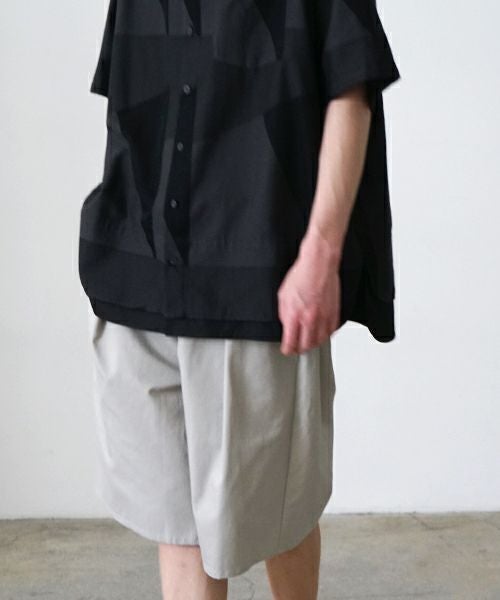  VU / ヴウlayered band collar short shirt[CHARCOAL×BLACK / BLACK］vu-sht-010