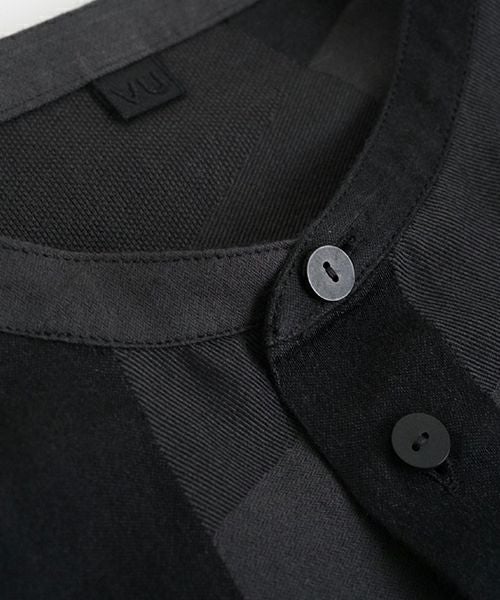  VU / ヴウlayered band collar short shirt[CHARCOAL×BLACK / BLACK］vu-sht-010