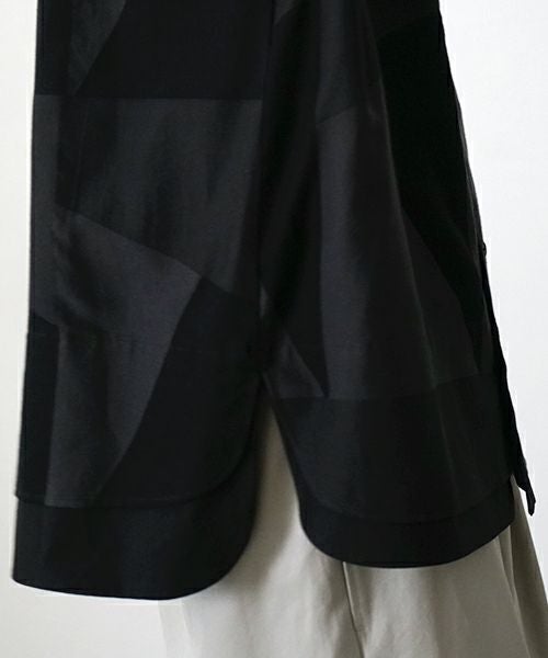  VU / ヴウlayered band collar short shirt[CHARCOAL×BLACK / BLACK］vu-sht-010