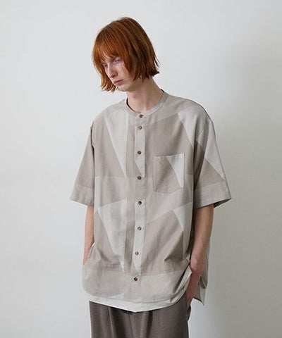 VU / ヴウlayered band collar short shirt[ASH×GRAY / STONE GRAY］vu-sht-010