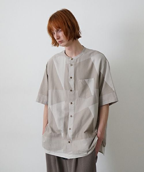 VU / ヴウlayered band collar short shirt[ASH×GRAY / STONE GRAY］vu-sht-010