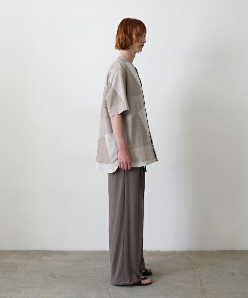 VU / ヴウlayered band collar short shirt[ASH×GRAY / STONE GRAY］vu-sht-010