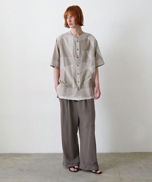 VU / ヴウlayered band collar short shirt[ASH×GRAY / STONE GRAY］vu-sht-010