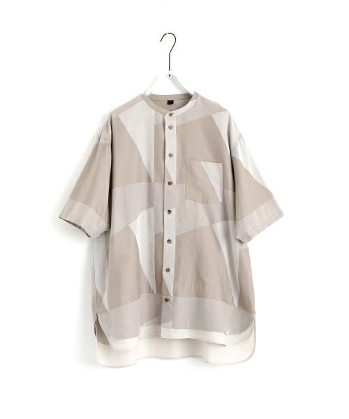 VU / ヴウlayered band collar short shirt[ASH×GRAY / STONE GRAY］vu-sht-010