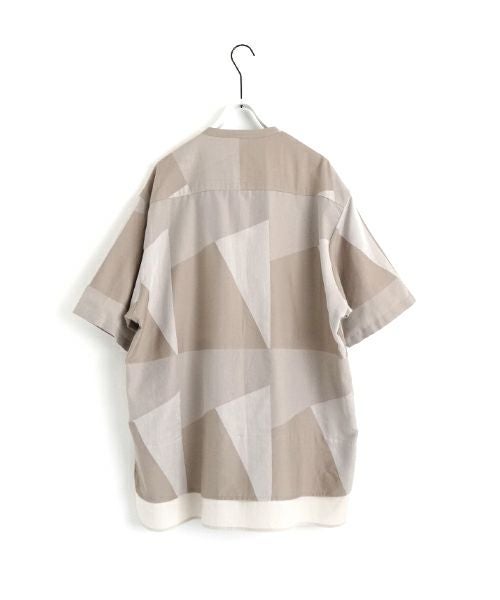 VU / ヴウlayered band collar short shirt[ASH×GRAY / STONE GRAY］vu-sht-010