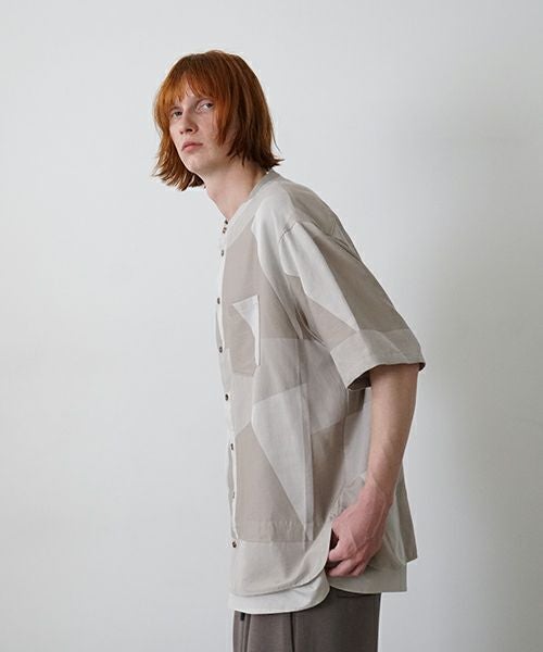 VU / ヴウlayered band collar short shirt[ASH×GRAY / STONE GRAY］vu-sht-010