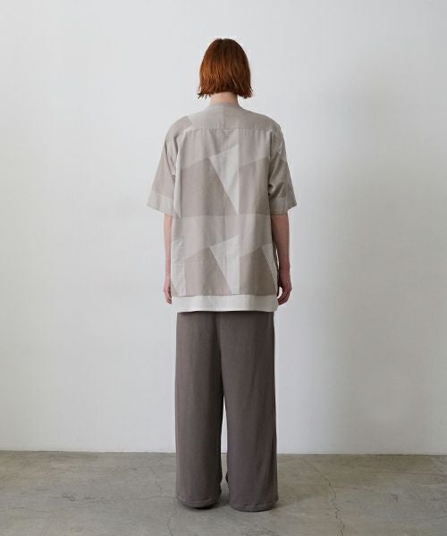 VU / ヴウlayered band collar short shirt[ASH×GRAY / STONE GRAY］vu-sht-010