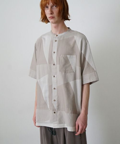VU / ヴウlayered band collar short shirt[ASH×GRAY / STONE GRAY］vu-sht-010