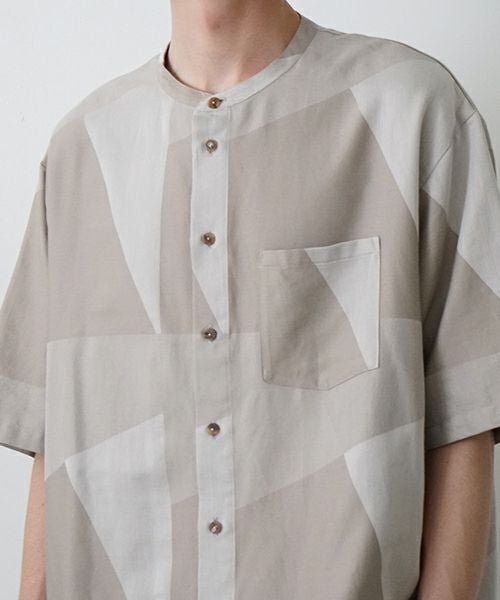 VU / ヴウlayered band collar short shirt[ASH×GRAY / STONE GRAY］vu-sht-010