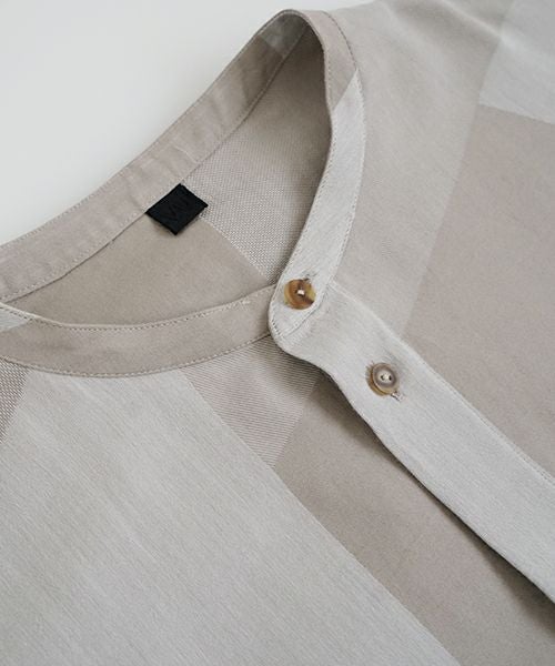 VU / ヴウlayered band collar short shirt[ASH×GRAY / STONE GRAY］vu-sht-010