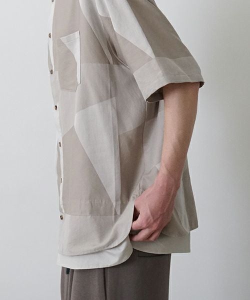 VU / ヴウlayered band collar short shirt[ASH×GRAY / STONE GRAY］vu-sht-010