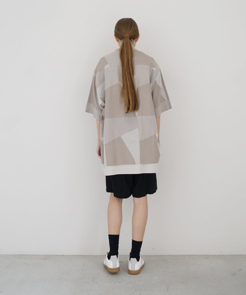 VUm ヴウエム layered band collar short shirt[ASH×GRAY / STONE GRAY］vu-sht-010