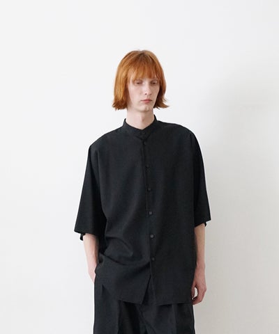 VU stand collar dolman shirt washable wool[BLACK］vu-sht-007